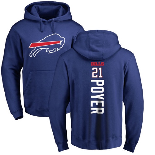 Men NFL Buffalo Bills #21 Jordan Poyer Royal Blue Backer Pullover Hoodie Sweatshirt->nfl t-shirts->Sports Accessory